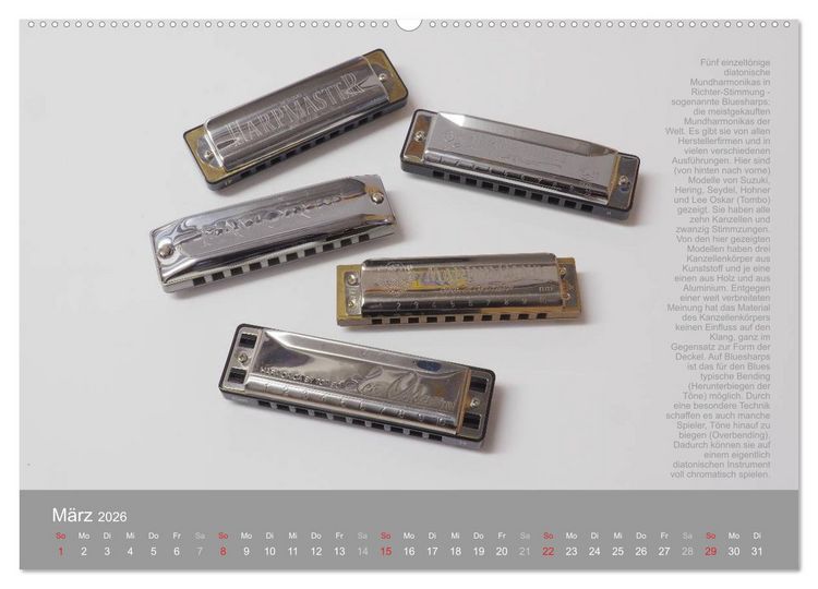 Produktbild: Mundharmonikas im Blickpunkt (Wandkalender 2026 DIN A2 quer), CALVENDO Monatskalender