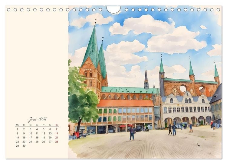 Produktbild: Historische Hansestadt L&uuml;beck (Wandkalender 2026 DIN A4 quer), CALVENDO Monatskalender
