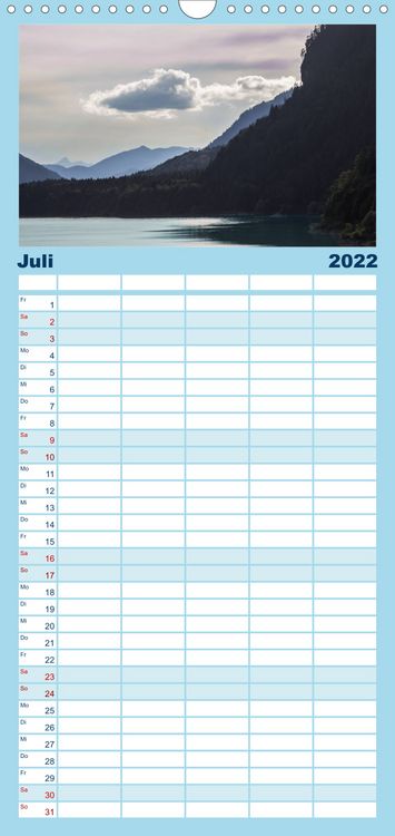 Produktbild: Familienplaner Boarisch g'schaut - Vom Haarsee bis zum Isarwinkel (Wandkalender 2022 , 21 cm x 45 cm, hoch)