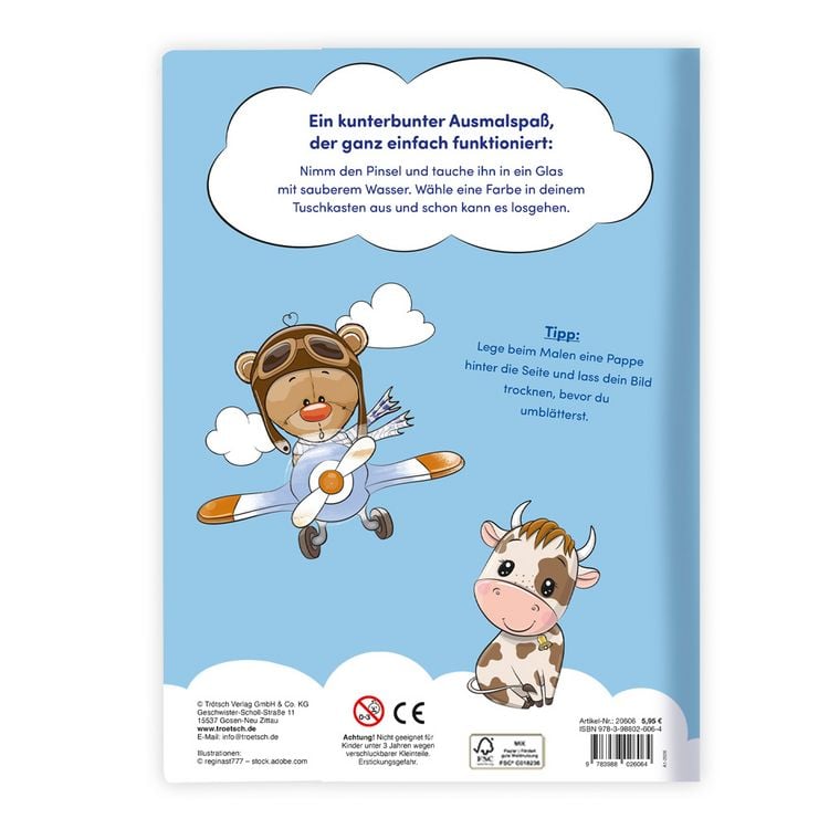 Produktbild: TR&Ouml;TSCH - Malbuch mit Tuschkasten Tierfreunde