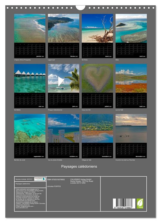 Produktbild: Paysages cal&eacute;doniens (Calendrier mural 2026 DIN A3 horizontal), CALVENDO calendrier mensuel