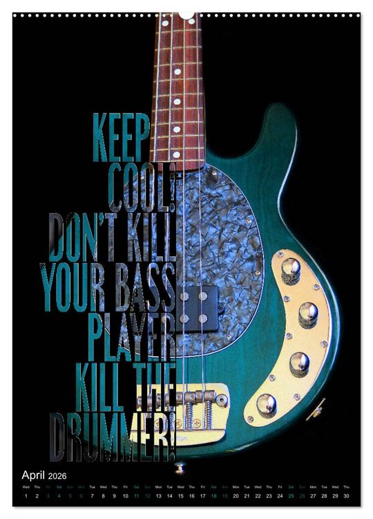 Produktbild: Rock Guitar Beauties (High Quality Premium Wall Calendar 2026 DIN A2 portrait),CALVENDO 12 Month Wall Calendar