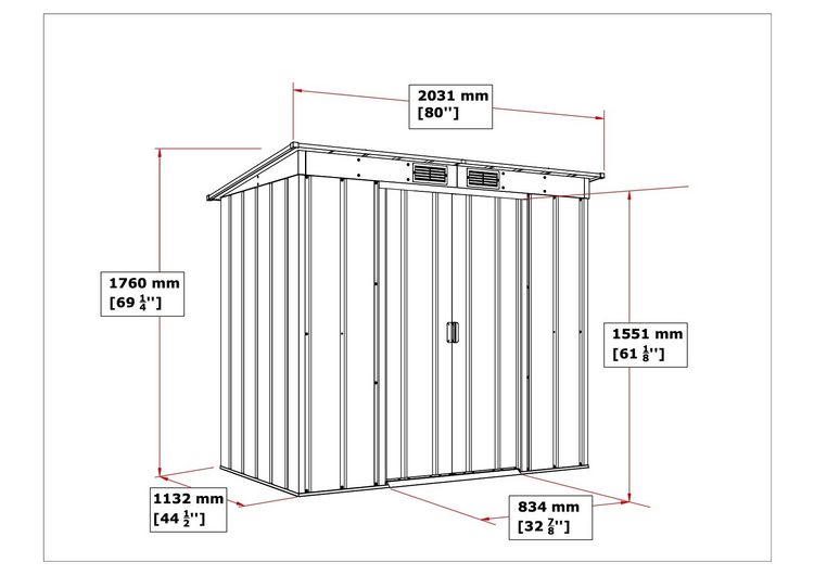 Produktbild: Metall Ger&auml;tehaus 203x113 Gartenhaus Schiebet&uuml;r