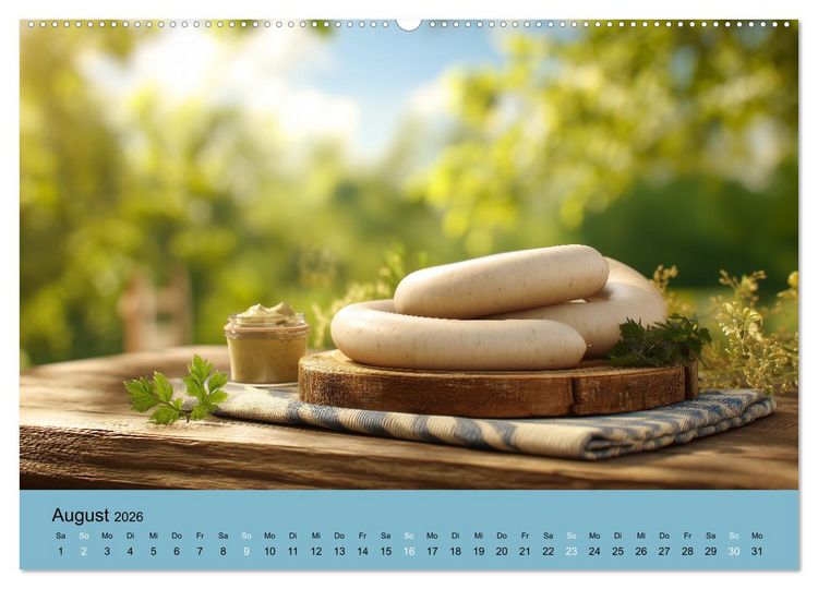 Produktbild: Bayrische Wei&szlig;wurst - Traditioneller K&uuml;chenkalender f&uuml;r Genie&szlig;er (Wandkalender 2026 DIN A2 quer), CALVENDO Monatskalender
