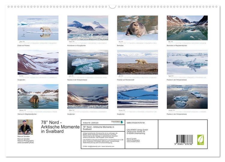 Produktbild: 78&deg; Nord - Arktische Momente in Svalbard (hochwertiger Premium Wandkalender 2026 DIN A2 quer), Kunstdruck in Hochglanz