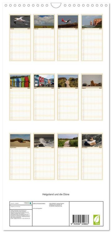 Produktbild: Familienplaner 2027 - Helgoland und die D&uuml;ne mit 5 Spalten (Wandkalender, 21 x 45 cm) CALVENDO