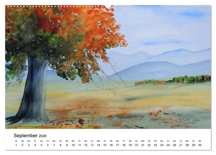 Produktbild: Landschafts-Aquarelle 2026 Roswita Ilona Baumann (hochwertiger Premium Wandkalender 2026 DIN A2 quer), Kunstdruck in Hochglanz