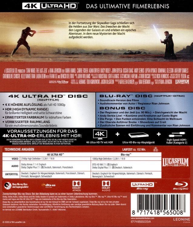 Produktbild: Star Wars: Episode VIII - Die letzten Jedi - Line Look 2020 (4K Ultra HD) (+ Blu-ray 2D) (+ Bonus-Blu-ray)