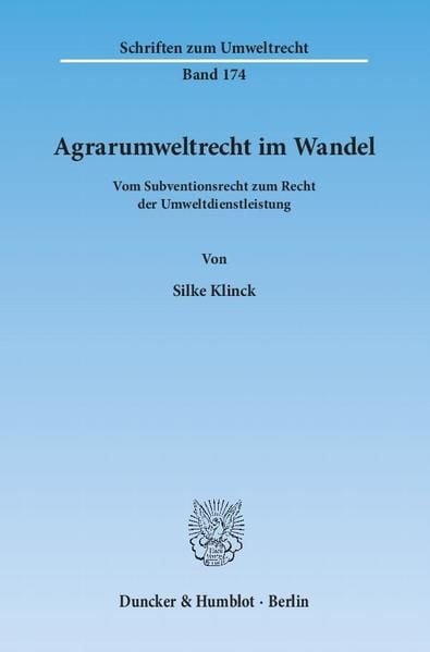 Produktbild: Agrarumweltrecht im Wandel.