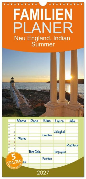 Produktbild: Familienplaner 2027 - Neu England, Indian Summer mit 5 Spalten (Wandkalender, 21 x 45 cm) CALVENDO