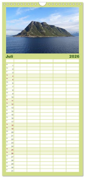 Produktbild: Familienplaner 2026 - Impressionen von Norwegen entlang der Hurtigruten mit 5 Spalten (Wandkalender, 21 x 45 cm) CALVENDO