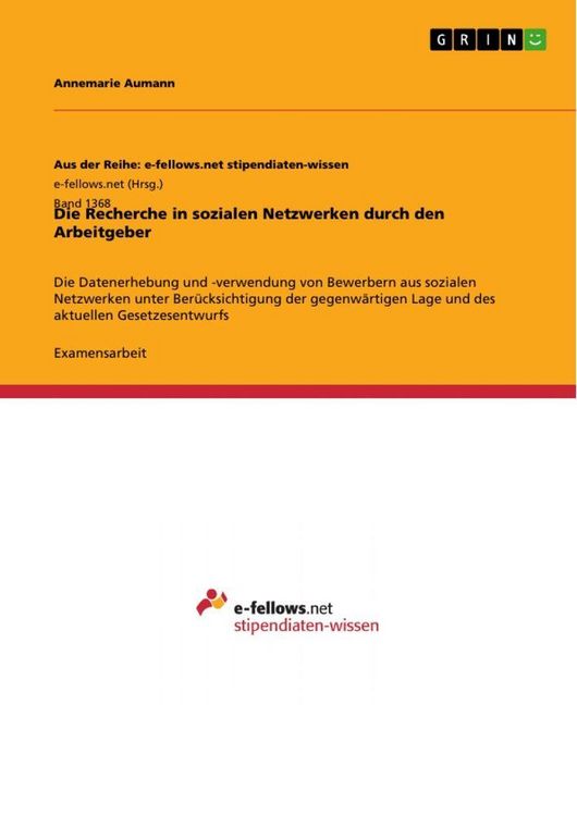 Produktbild: Die Recherche in sozialen Netzwerken durch den Arbeitgeber