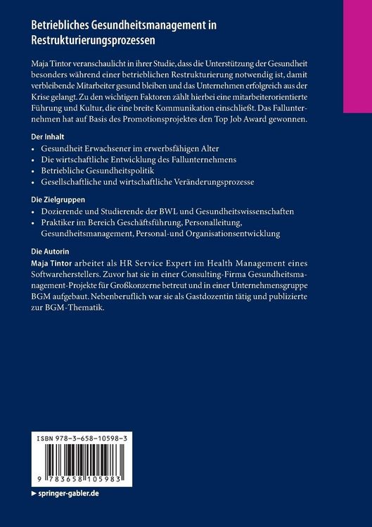 Produktbild: Betriebliches Gesundheitsmanagement in Restrukturierungsprozessen