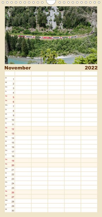 Produktbild: Schweizer Eisenbahn - Familienplaner hoch (Wandkalender 2022 , 21 cm x 45 cm, hoch)