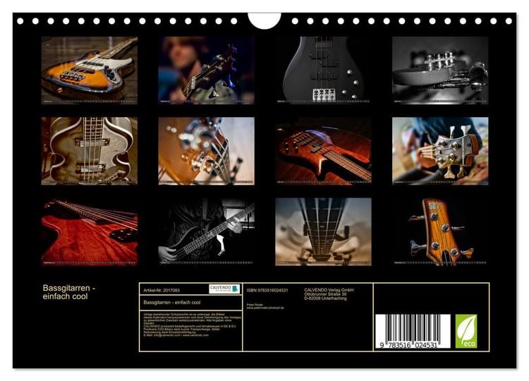 Produktbild: Bassgitarren - einfach cool (Wandkalender 2026 DIN A4 quer), CALVENDO Monatskalender