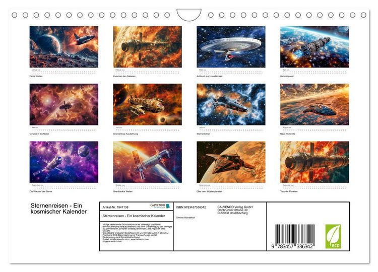 Produktbild: Sternenreisen - Ein kosmischer Kalender (Wandkalender 2026 DIN A4 quer), CALVENDO Monatskalender