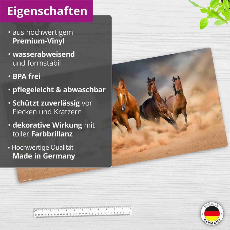 Produktbild: Cover-your-desk Schreibtischunterlage f&uuml;r Kinder und Erwachsene Wilde Pferdeherde, aus hochwertigem Vinyl , 84 x 40 cm