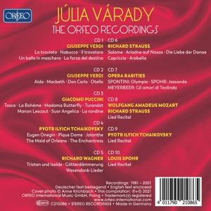 Produktbild: J&pound;lia V&nbsp;rady-The Orfeo Recordings