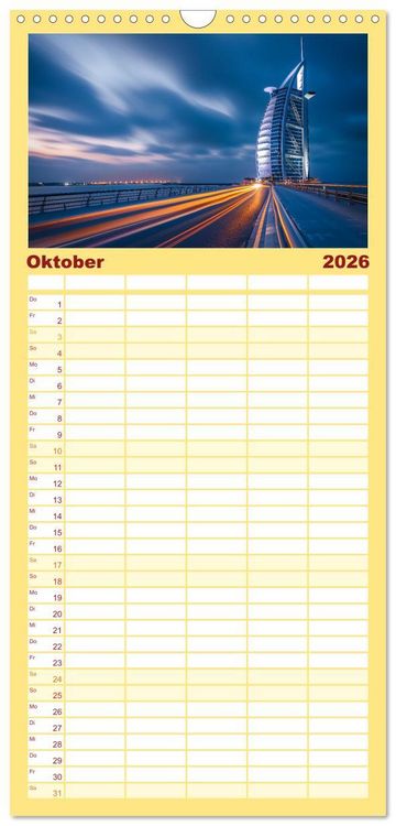 Produktbild: Familienplaner 2026 - Ber&uuml;hmte Wahrzeichen mit 5 Spalten (Wandkalender, 21 x 45 cm) CALVENDO