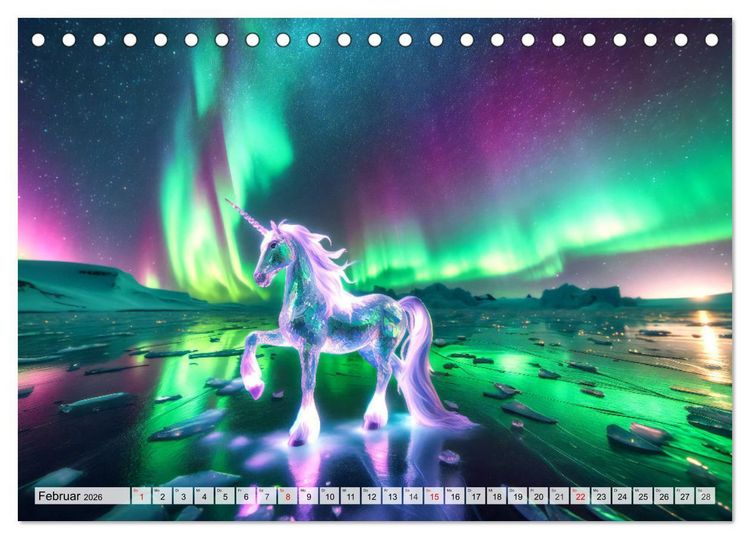 Produktbild: Mystische Einh&ouml;rner - Jahreszeiten im Einhornland (Tischkalender 2026 DIN A5 quer), CALVENDO Monatskalender