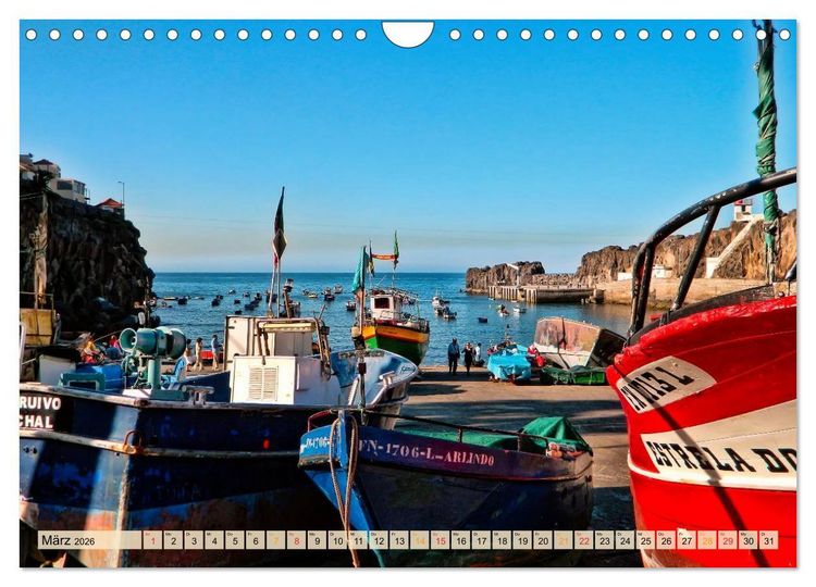 Produktbild: Madeira - blaues Wasser, gr&uuml;ne Berge, bunte Blumen (Wandkalender 2026 DIN A4 quer), CALVENDO Monatskalender