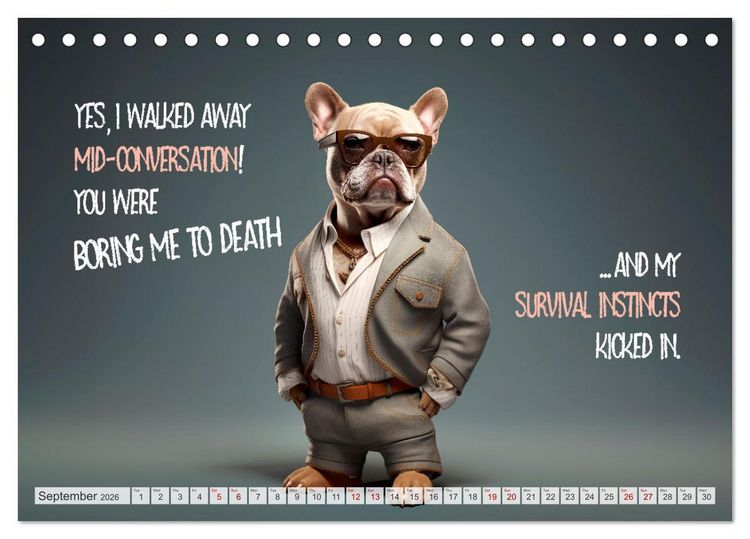 Produktbild: Crazy dogs COOL SAYINGS (Desk Calendar 2026 DIN A5 landscape), CALVENDO 12 Month DeskCalendar