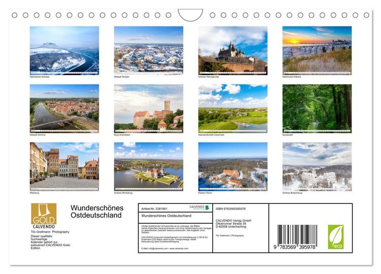 Produktbild: Wundersch&ouml;nes Ostdeutschland (Wandkalender 2027 DIN A4 quer), CALVENDO Monatskalender