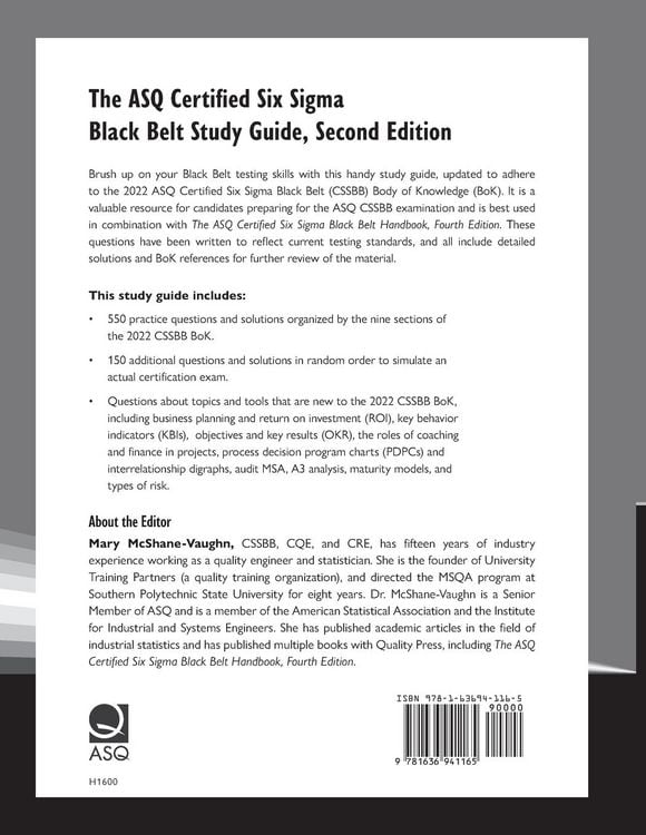 Produktbild: The ASQ Certified Six Sigma Black Belt Study Guide