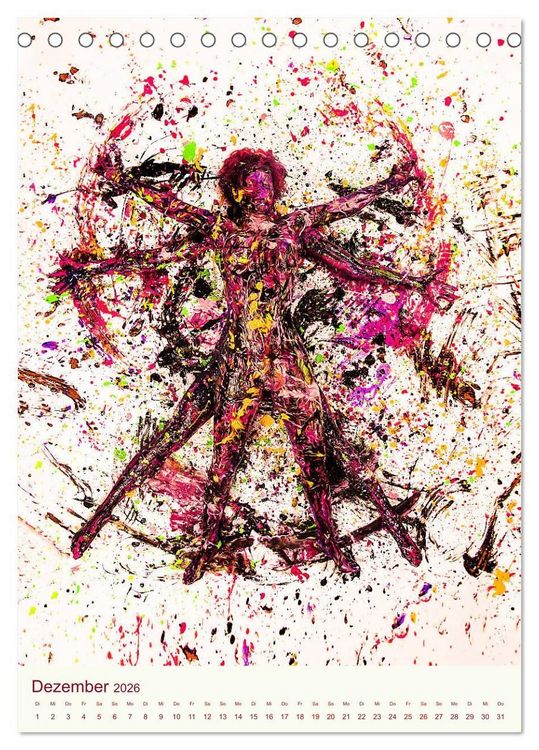 Produktbild: Farbakte - Action Paintings (Tischkalender 2026 DIN A5 hoch), CALVENDO Monatskalender