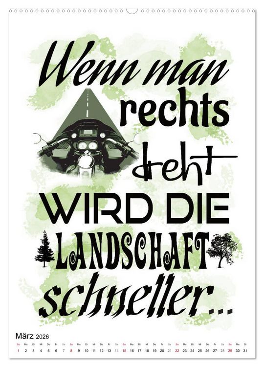 Produktbild: Biker-Spr&uuml;che (Wandkalender 2026 DIN A2 hoch), CALVENDO Monatskalender