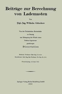 Produktbild: Beitr&auml;ge zur Berechnung von Lademasten