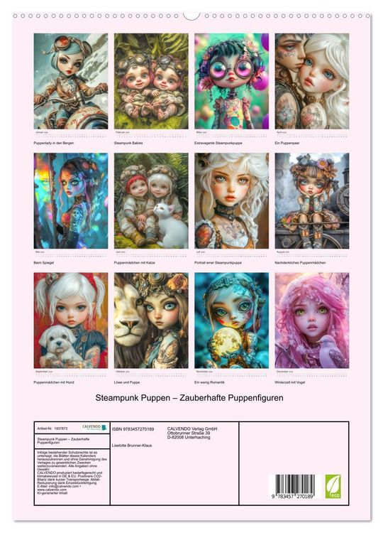 Produktbild: Steampunk Puppen &ndash; Zauberhafte Puppenfiguren (hochwertiger Premium Wandkalender 2026 DIN A2 hoch), Kunstdruck in Hochglanz