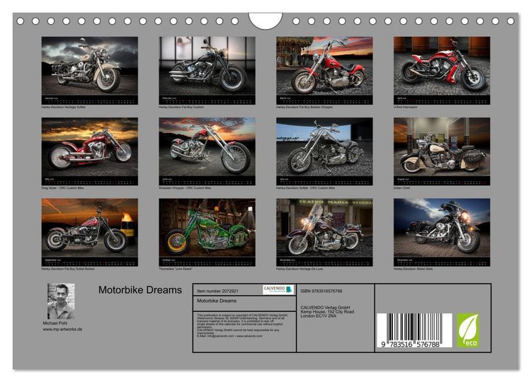 Produktbild: Motorbike Dreams (Wall Calendar 2026 DIN A4 landscape), CALVENDO 12 Month Wall Calendar
