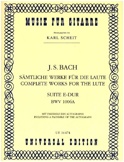 Produktbild: Bach, J: S&auml;mtliche Werke f&uuml;r die Laute - Suite E-Dur BWV 100