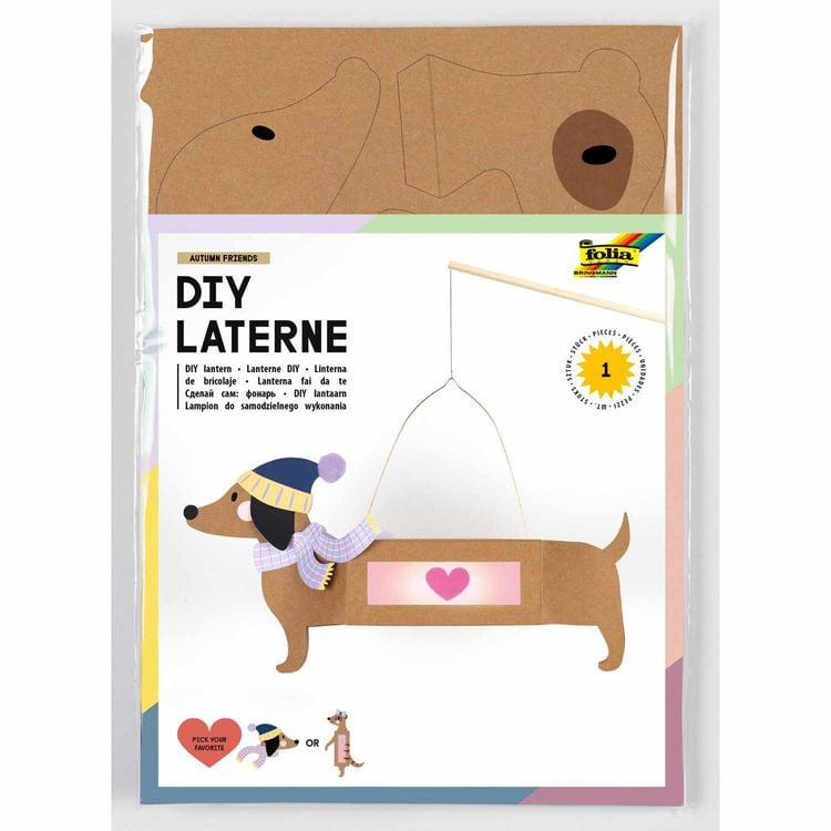 Produktbild: FOLIA Bastelartikel Laternen-Bastelsets AUTUMN FRIENDS, inkl. 1 LED-Licht und Batterien