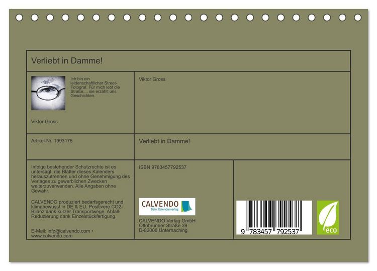 Produktbild: Verliebt in Damme! (Tischkalender 2026 DIN A5 quer), CALVENDO Monatskalender