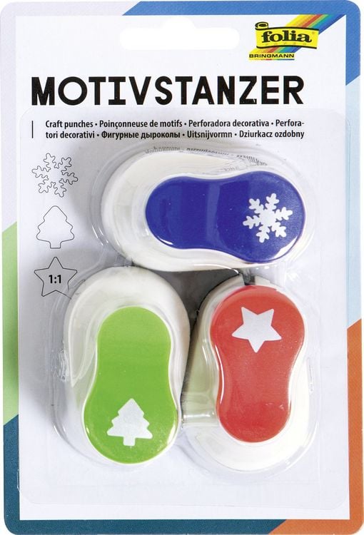 Produktbild: Folia Motivstanzer WEIHNACHTSMOTIVE, 3 Stanzer je 15mm
