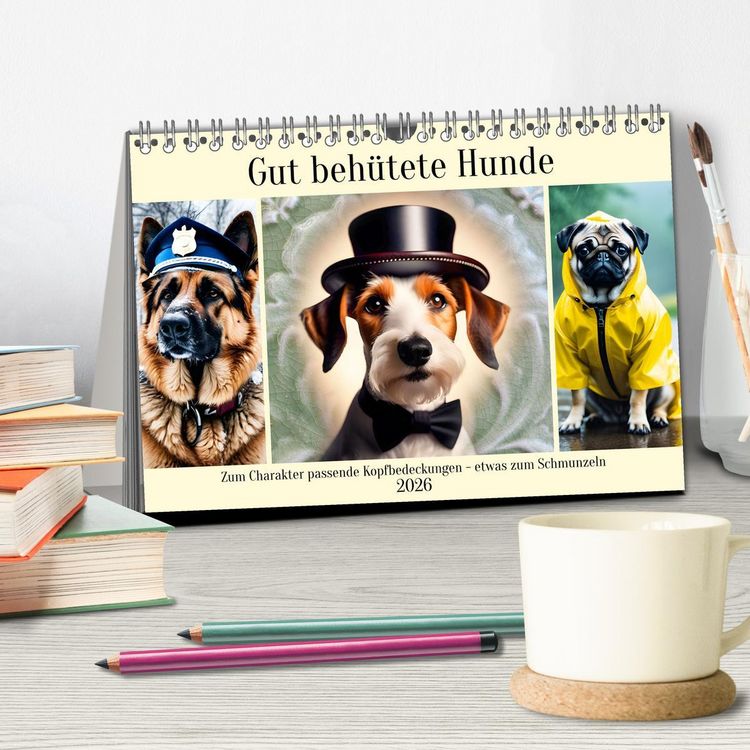 Produktbild: Gut beh&uuml;tete Hunde (Tischkalender 2026 DIN A5 quer), CALVENDO Monatskalender