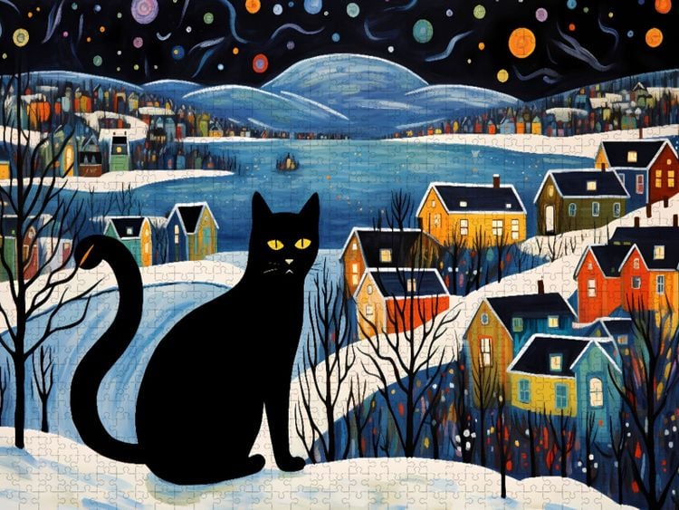 Produktbild: CALVENDO Puzzle Katze im Winter | 1000 Teile Lege-Gr&ouml;&szlig;e 64x48cm Foto-Puzzle f&uuml;r gl&uuml;ckliche Stunden