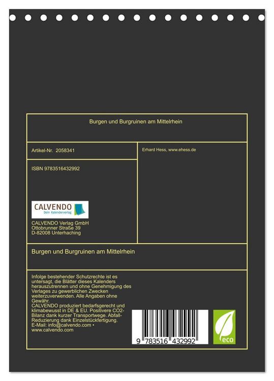 Produktbild: Burgen und Burgruinen am Mittelrhein (Tischkalender 2026 DIN A5 hoch), CALVENDO Monatskalender