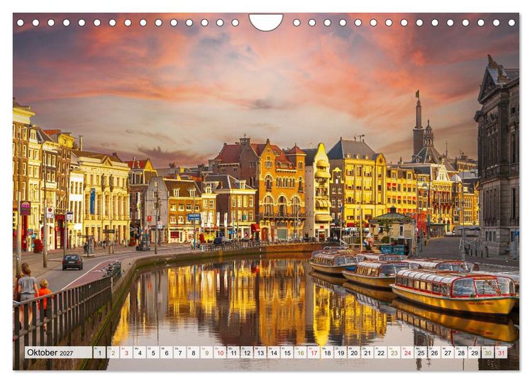 Produktbild: Ein Blick auf Amsterdam in Farbe (Wandkalender 2027 DIN A4 quer), CALVENDO Monatskalender