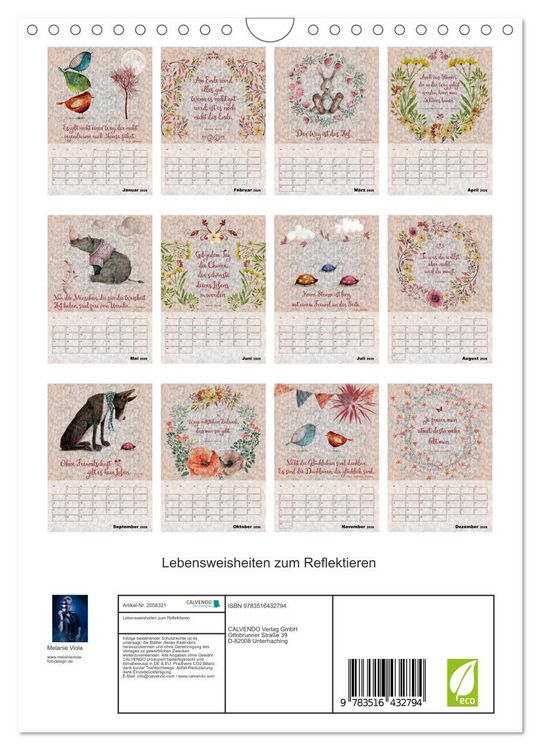 Produktbild: Lebensweisheiten zum Reflektieren (Wandkalender 2026 DIN A4 hoch), CALVENDO Monatskalender