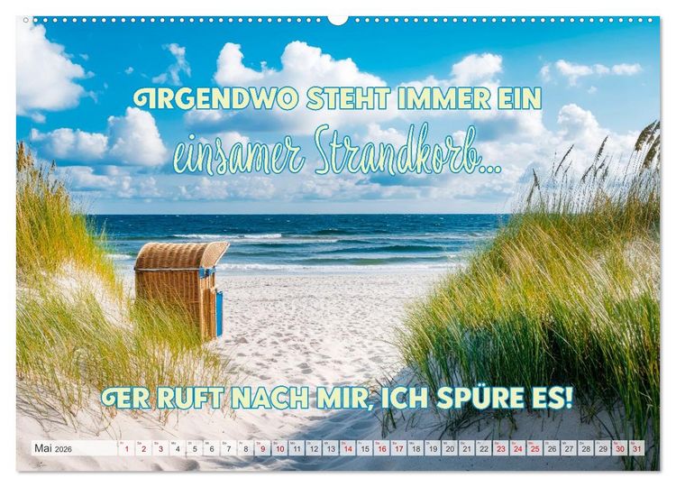 Produktbild: K&Uuml;STENZAUBER Sehnsucht nach Meer (hochwertiger Premium Wandkalender 2026 DIN A2 quer), Kunstdruck in Hochglanz
