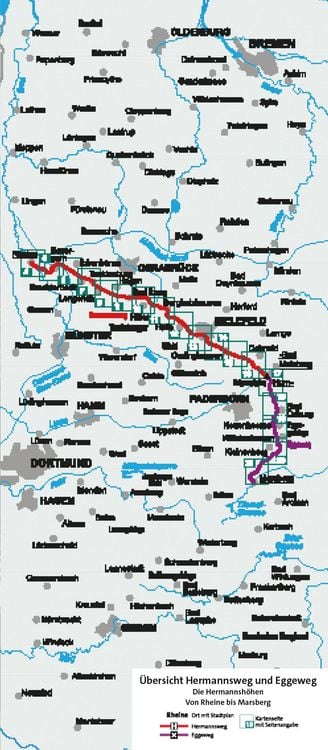Produktbild: KOMPASS Wander-Tourenkarte Hermannsweg und Eggeweg, Die Hermannsh&ouml;hen 1:50.000