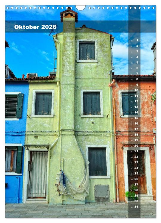 Produktbild: L'isola di Burano - Ein Spaziergang &uuml;ber die farbenfrohe Insel (Wandkalender 2026 DIN A3 hoch), CALVENDO Monatskalender