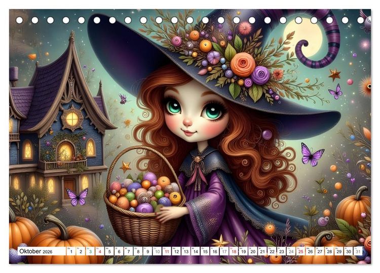 Produktbild: Luna, die kleine Zauberhexe (Tischkalender 2026 DIN A5 quer), CALVENDO Monatskalender