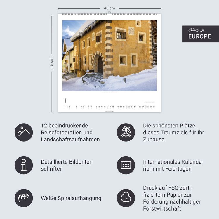 Produktbild: Schweiz Kalender 2026 - Schönste Landschaften und Ansichten