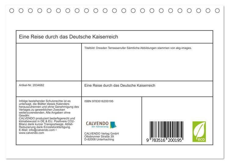 Produktbild: Eine Reise durch das Deutsche Kaiserreich (Tischkalender 2026 DIN A5 quer), CALVENDO Monatskalender
