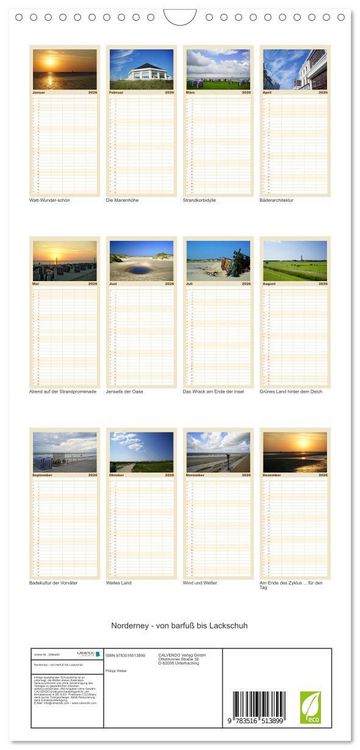 Produktbild: Familienplaner 2026 - Norderney - von barfu&szlig; bis Lackschuh mit 5 Spalten (Wandkalender, 21 x 45 cm) CALVENDO