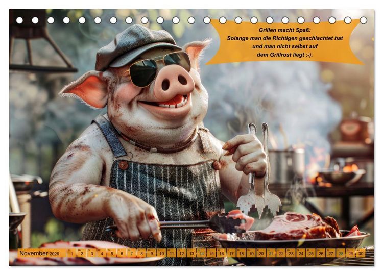 Produktbild: Tierisch lustige Grillmeister (Tischkalender 2026 DIN A5 quer), CALVENDO Monatskalender